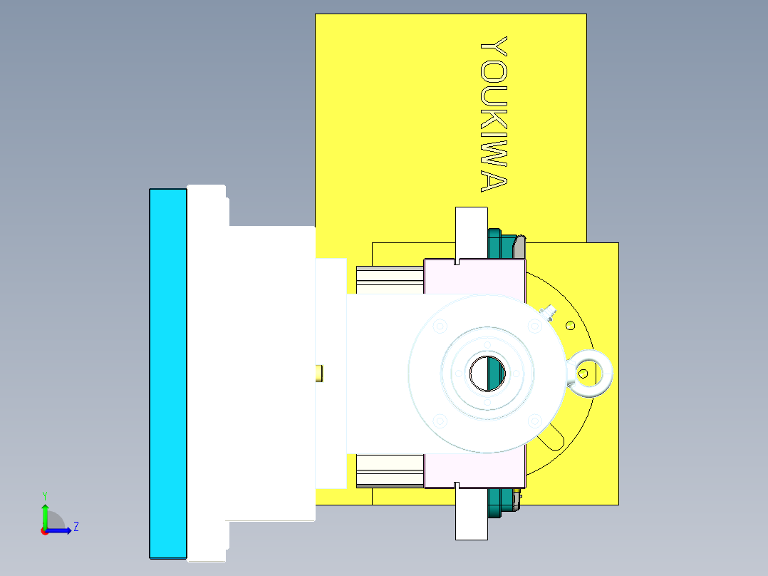 电脑外壳精铣键盘框台阶面治具模型左视图