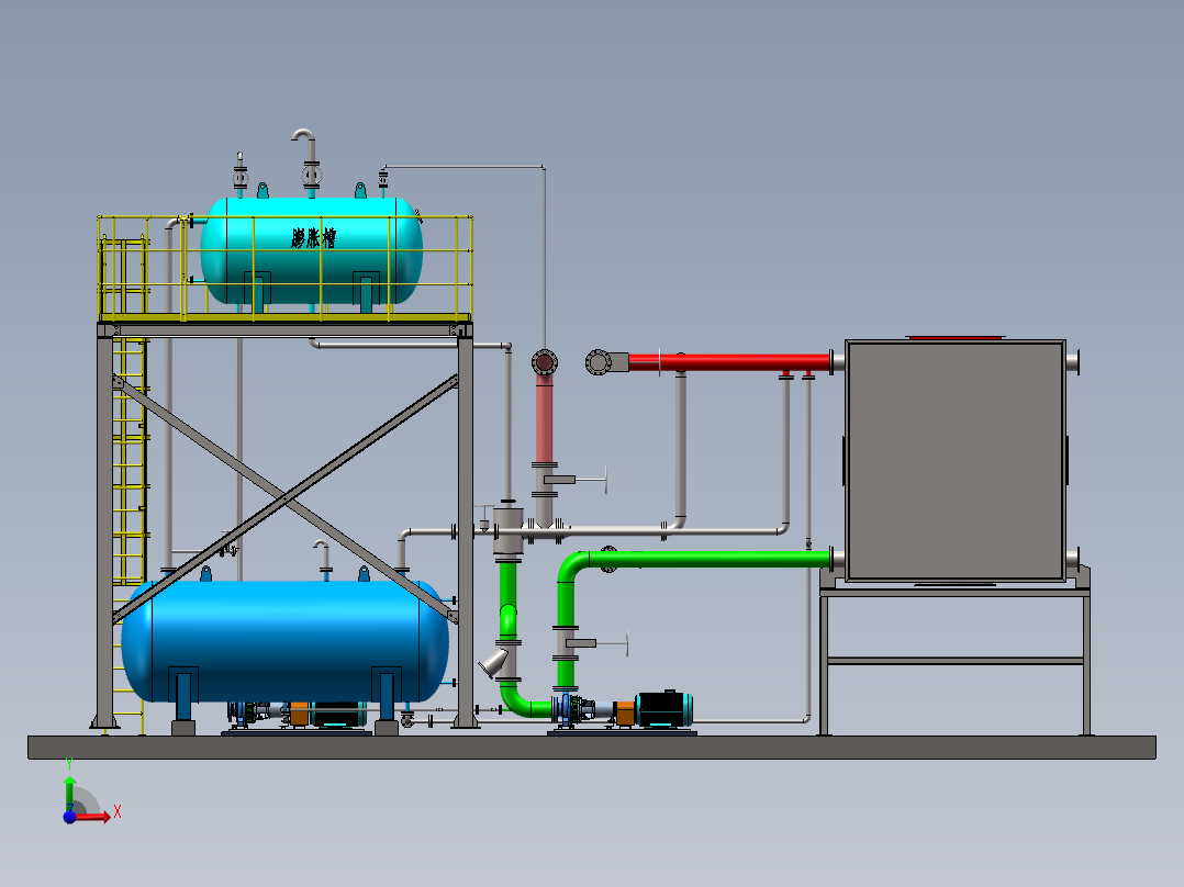 导热油余热锅炉系统前视图