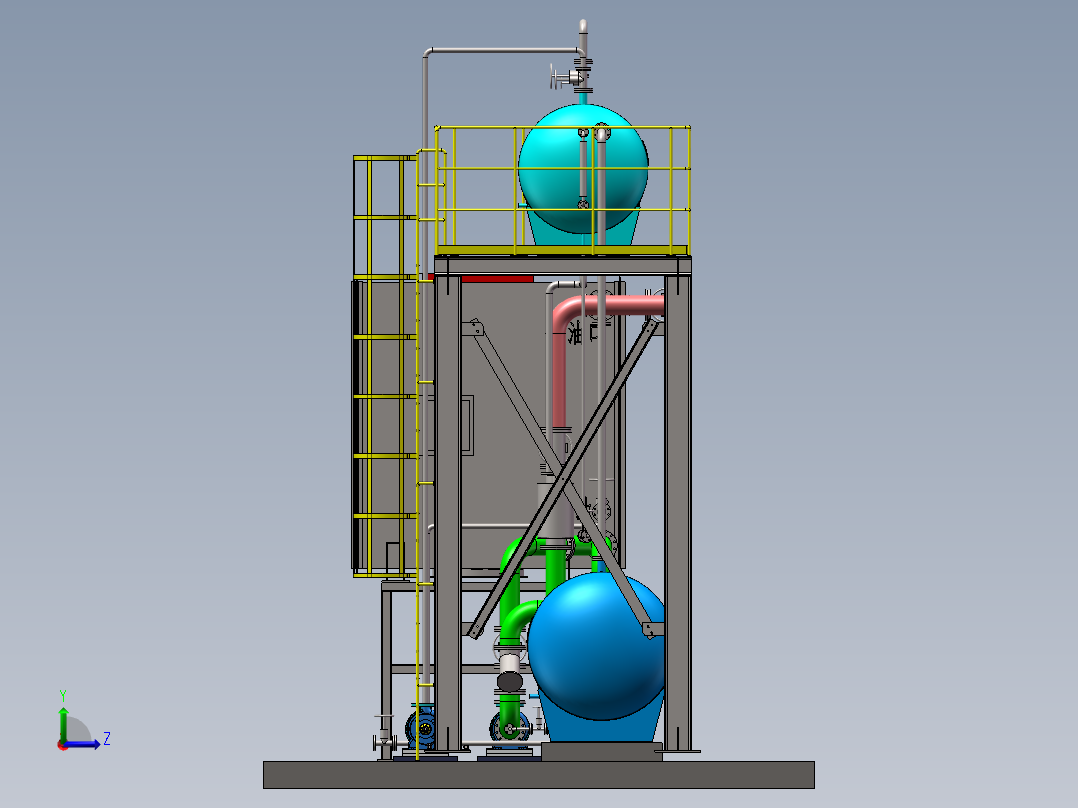 导热油余热锅炉系统左视图