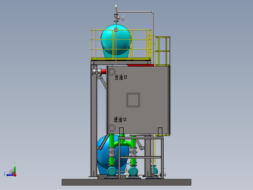 导热油余热锅炉系统右视图