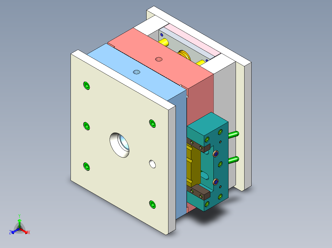 玩具上下壳 单边滑块正等轴测图