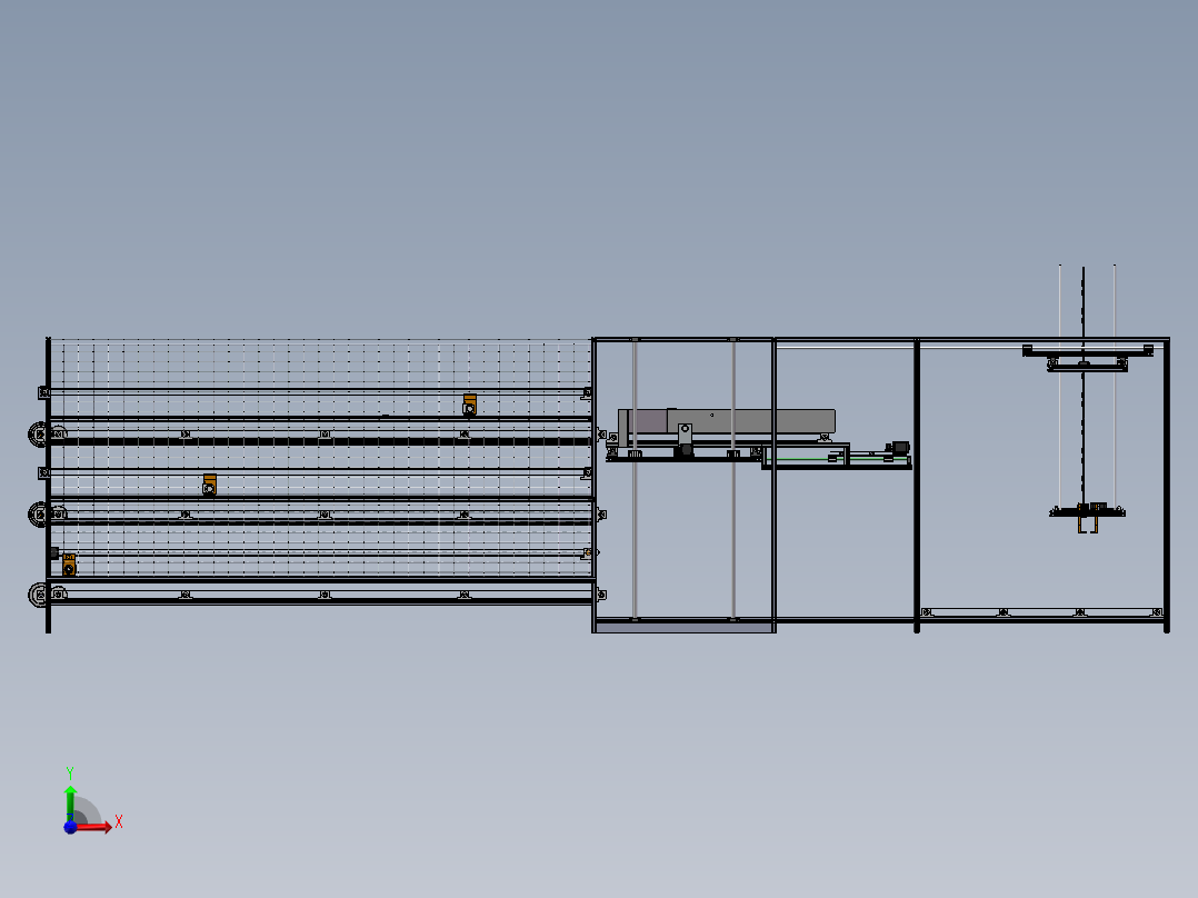 全自动鸡蛋巡检收集清理装箱装置前视图
