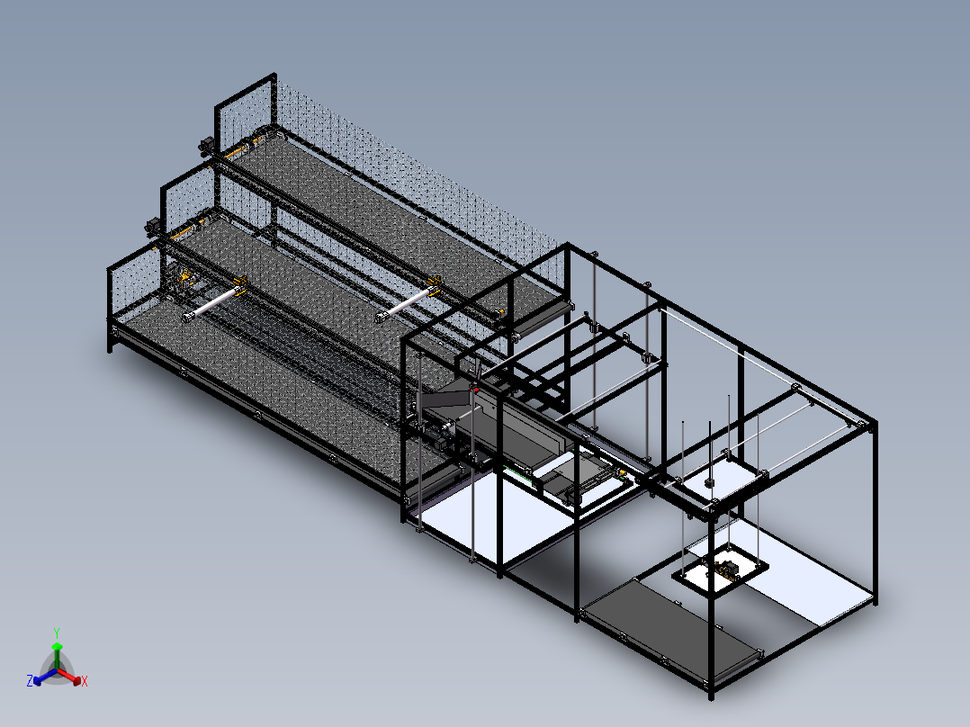 全自动鸡蛋巡检收集清理装箱装置正等轴测图
