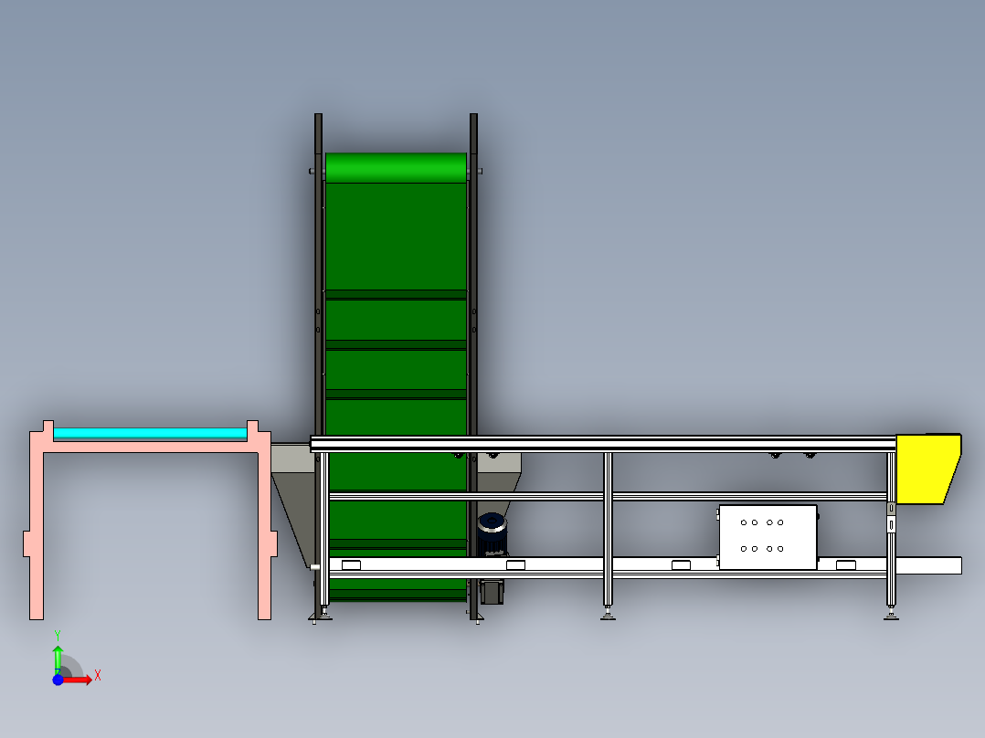 猪场自动化输料生产线设计前视图