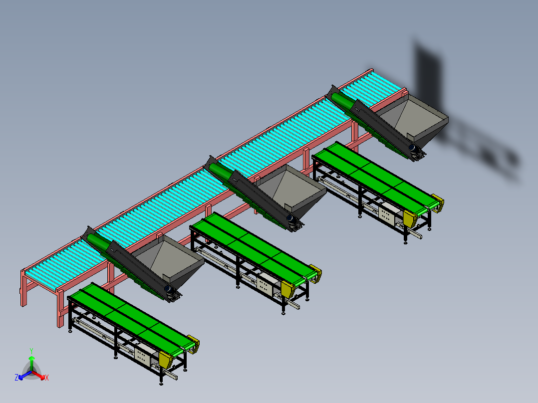猪场自动化输料生产线设计正等轴测图