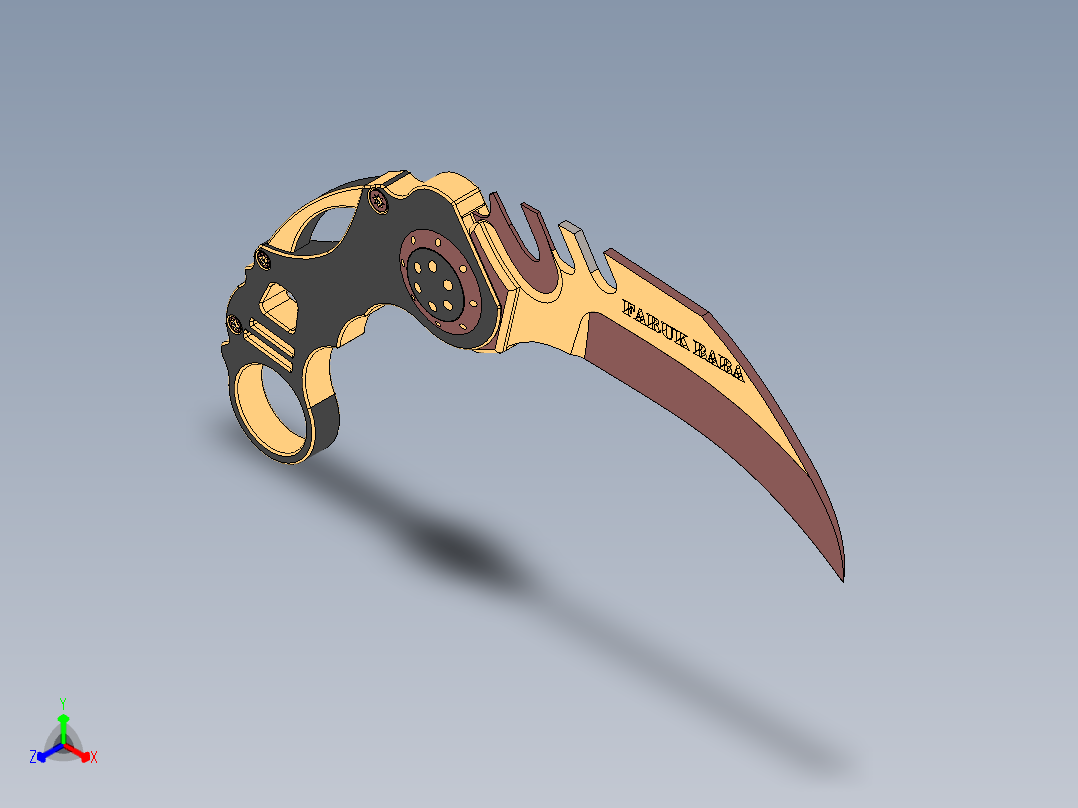 爪子刀、刀正等轴测图