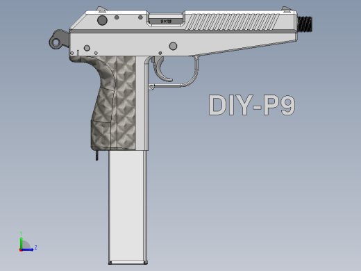 手枪左轮冲锋枪老式狙击步枪设计3D图纸diy-p9-9mm-pistol-handgun SW STP左视缩略图