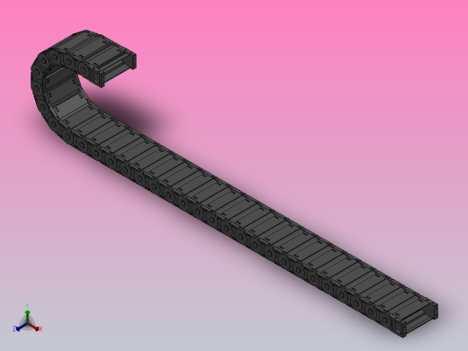 弯曲半径150内高35两侧打开型封闭式拖链_DMD35CD-35-130-150R-30