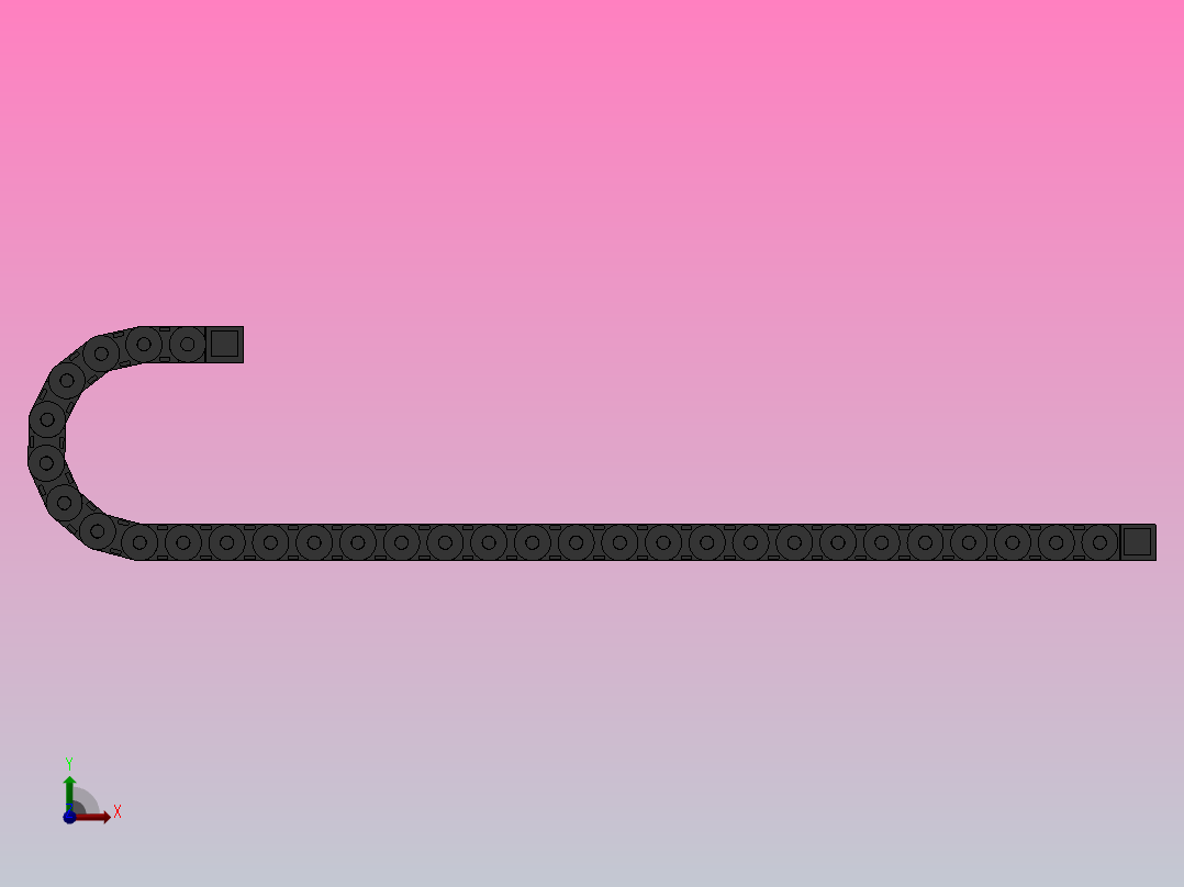 弯曲半径150内高35两侧打开型封闭式拖链_DMD35CD-35-130-150R-30前视图