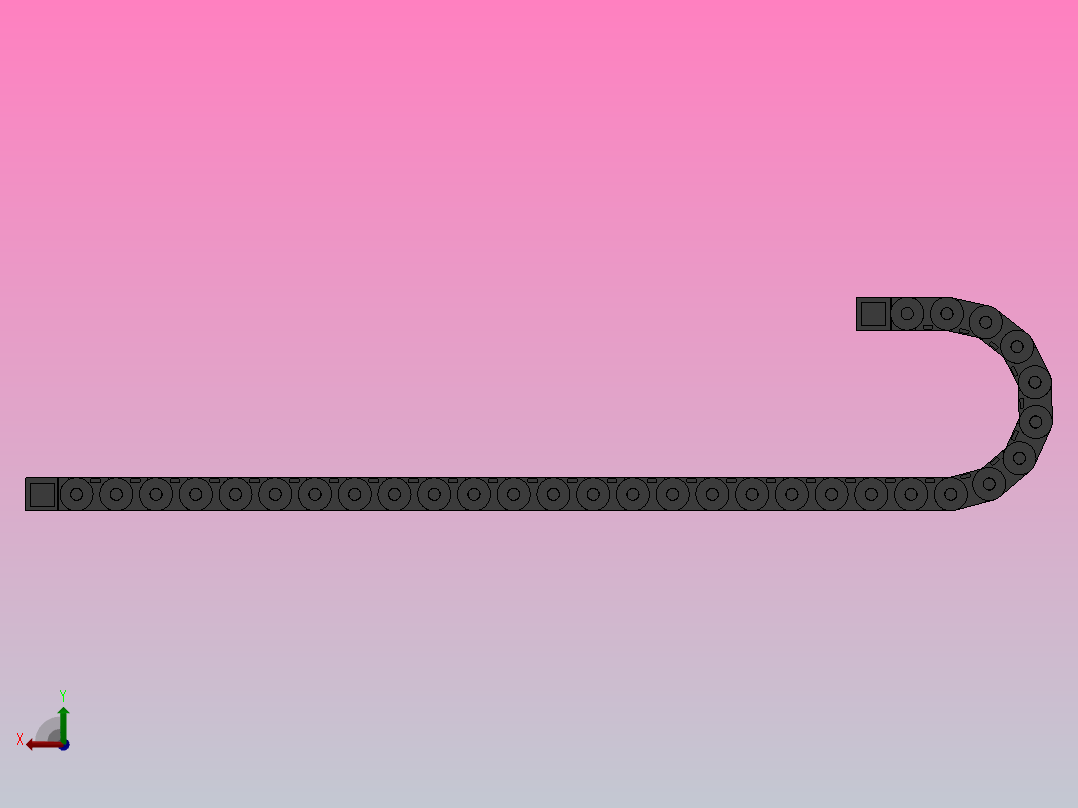 弯曲半径150内高35两侧打开型封闭式拖链_DMD35CD-35-130-150R-30后视图