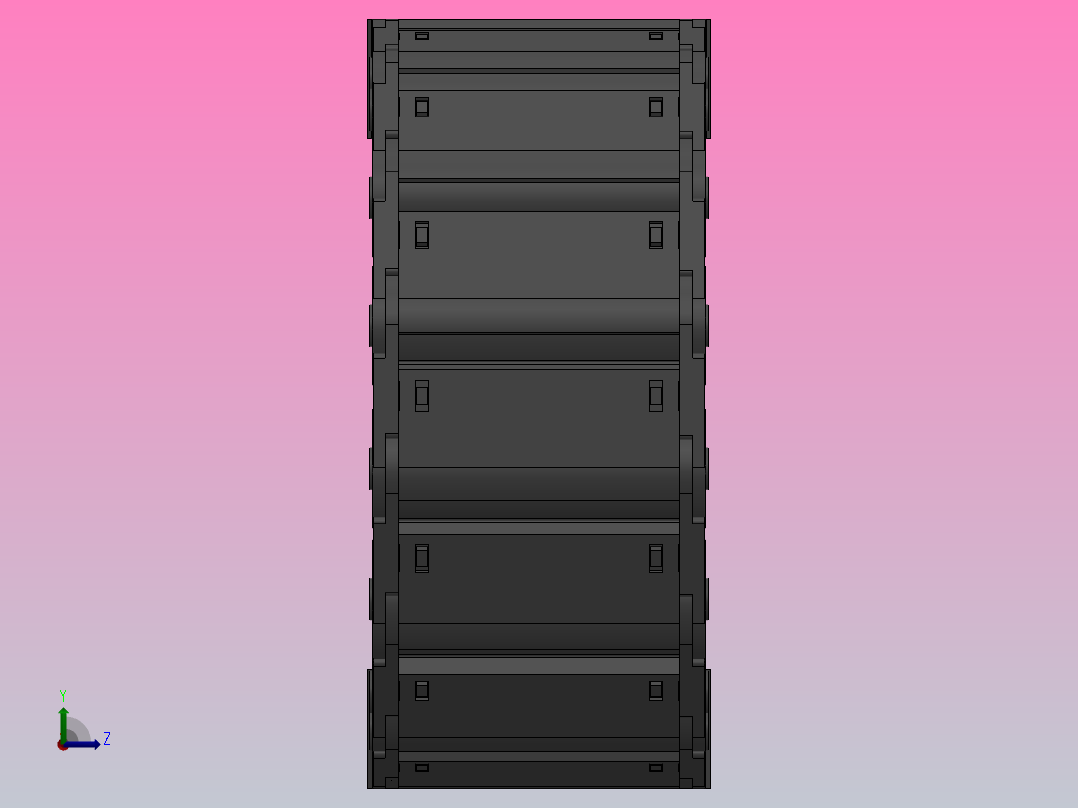 弯曲半径150内高35两侧打开型封闭式拖链_DMD35CD-35-130-150R-30左视图