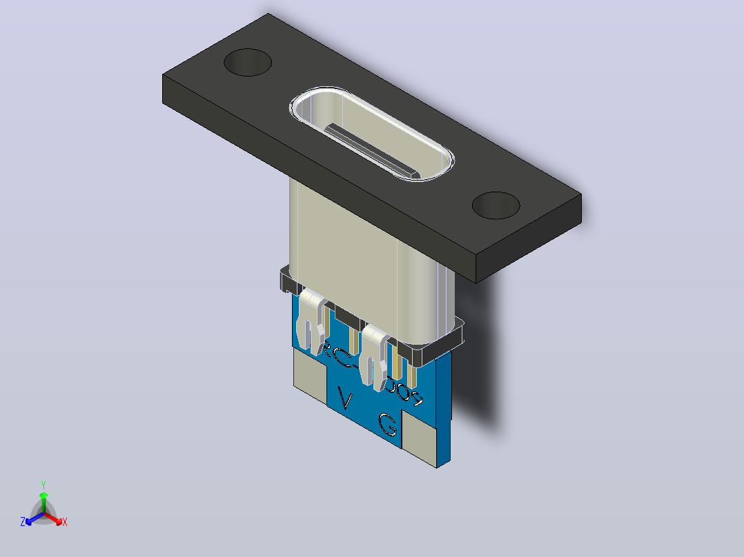 USB-C型母座壁挂式12主视图