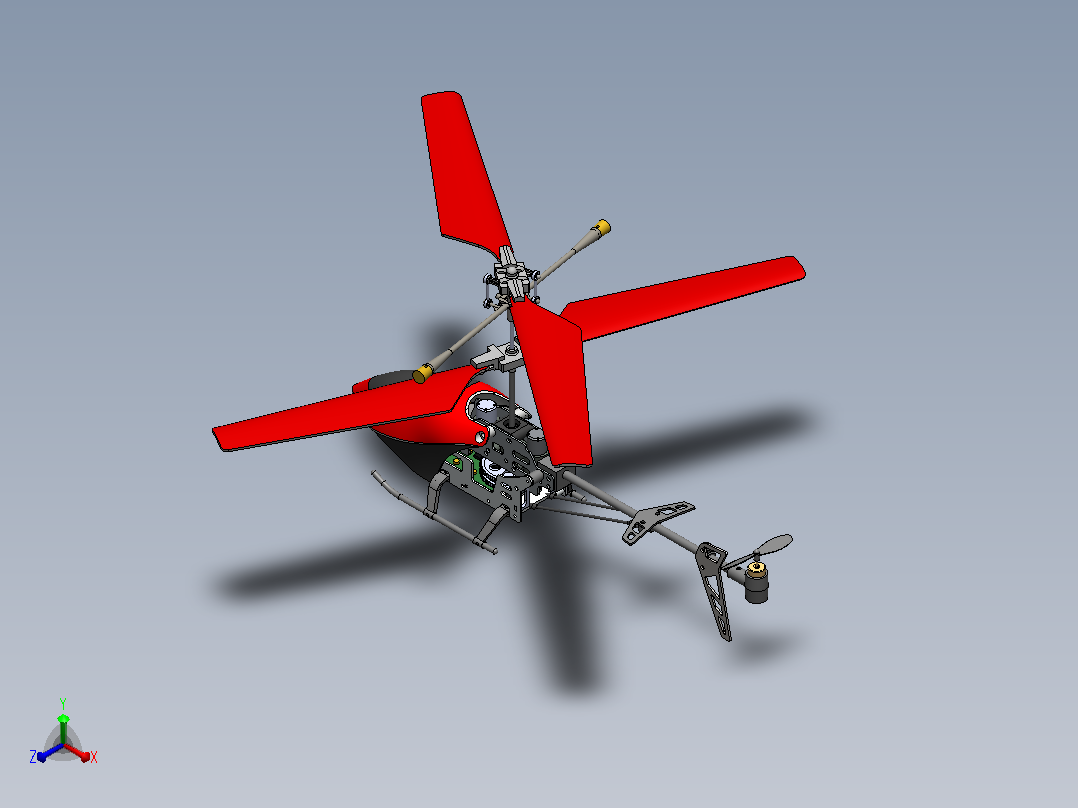 RC helicopter遥控直升机正等轴测图