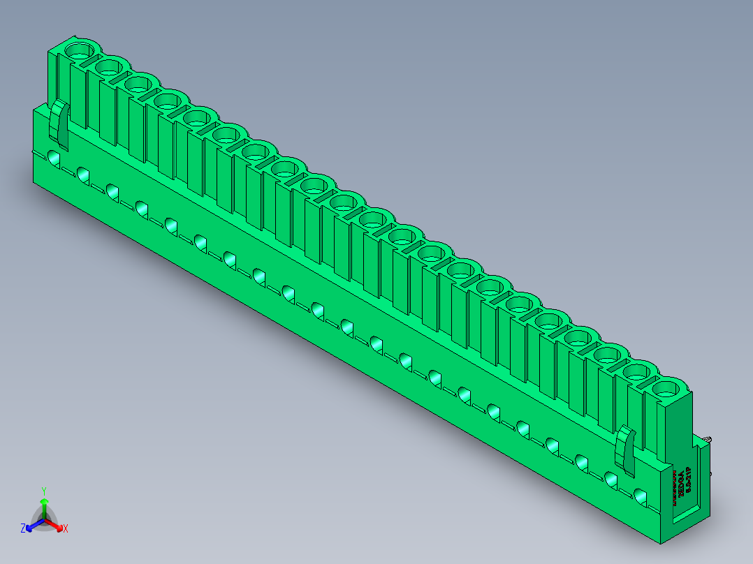 DEGSON 2EDG 系列 5.0mm 可插拔接线端子组-2EDGA-5.0-21P-14-00AH正等轴测图