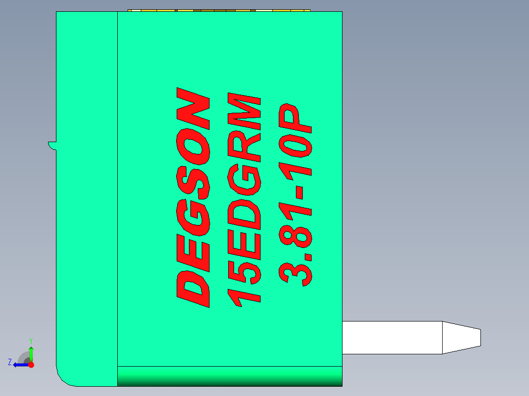 DEGSON 15EDG（公头） 3.81mm 螺钉锁紧，插拔式接线端子 FullPack-15EDGRM-3.81-10P-14-00AH右视图