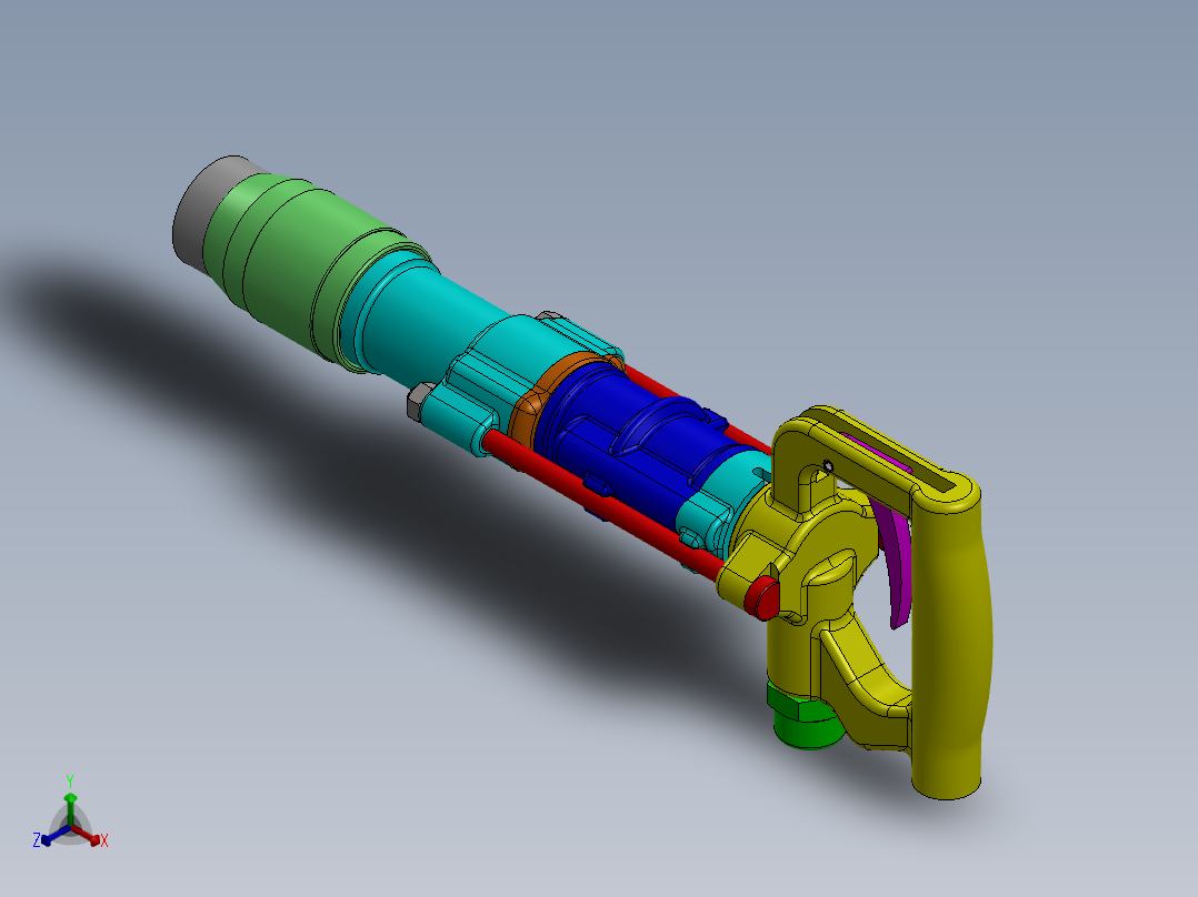 气动冲击钻正等轴测图
