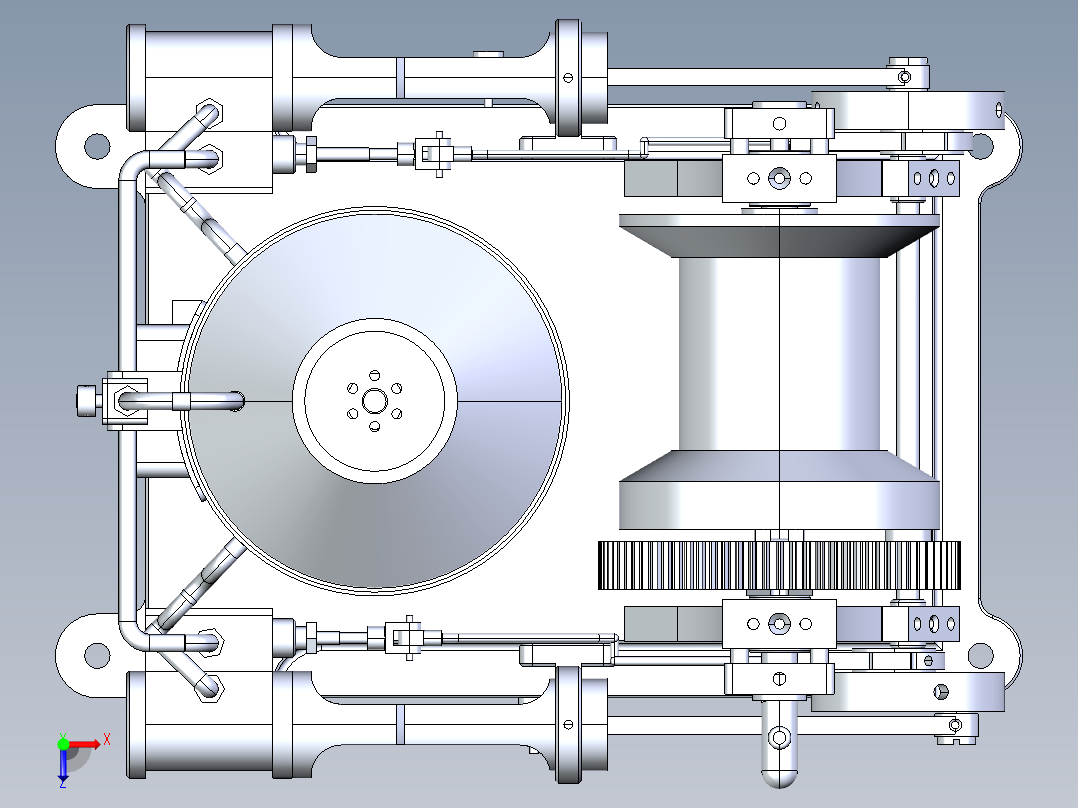 带离合器的 2x1 缸蒸汽机操作绞盘俯视图