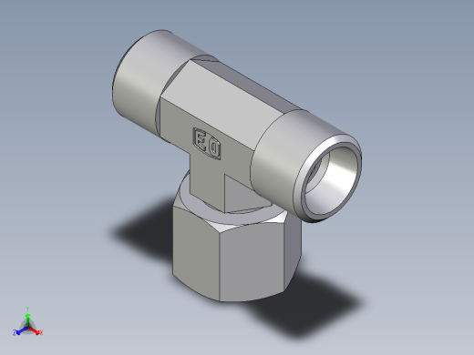 卡套式工业通用硬管接头EO_Swivel_nut_branch_tee_ET10LOMDCF正等轴测缩略图