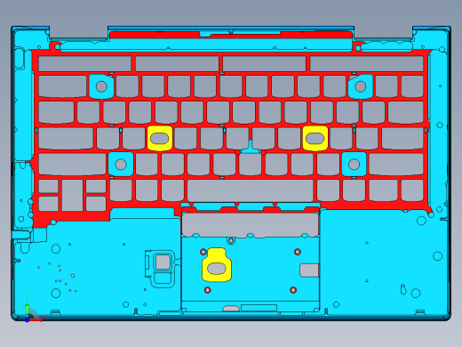 笔记本C壳铣内侧键盘框落料UG程序模型前视缩略图
