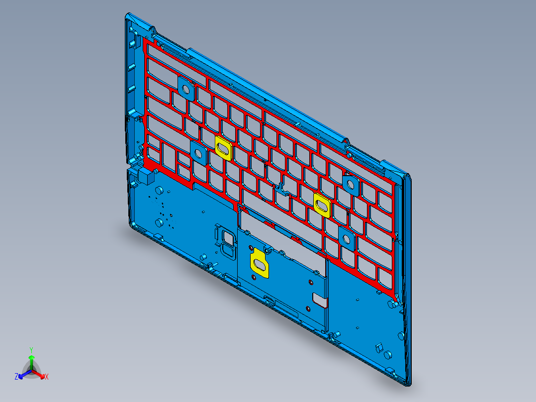笔记本C壳铣内侧键盘框落料UG程序模型正等轴测图