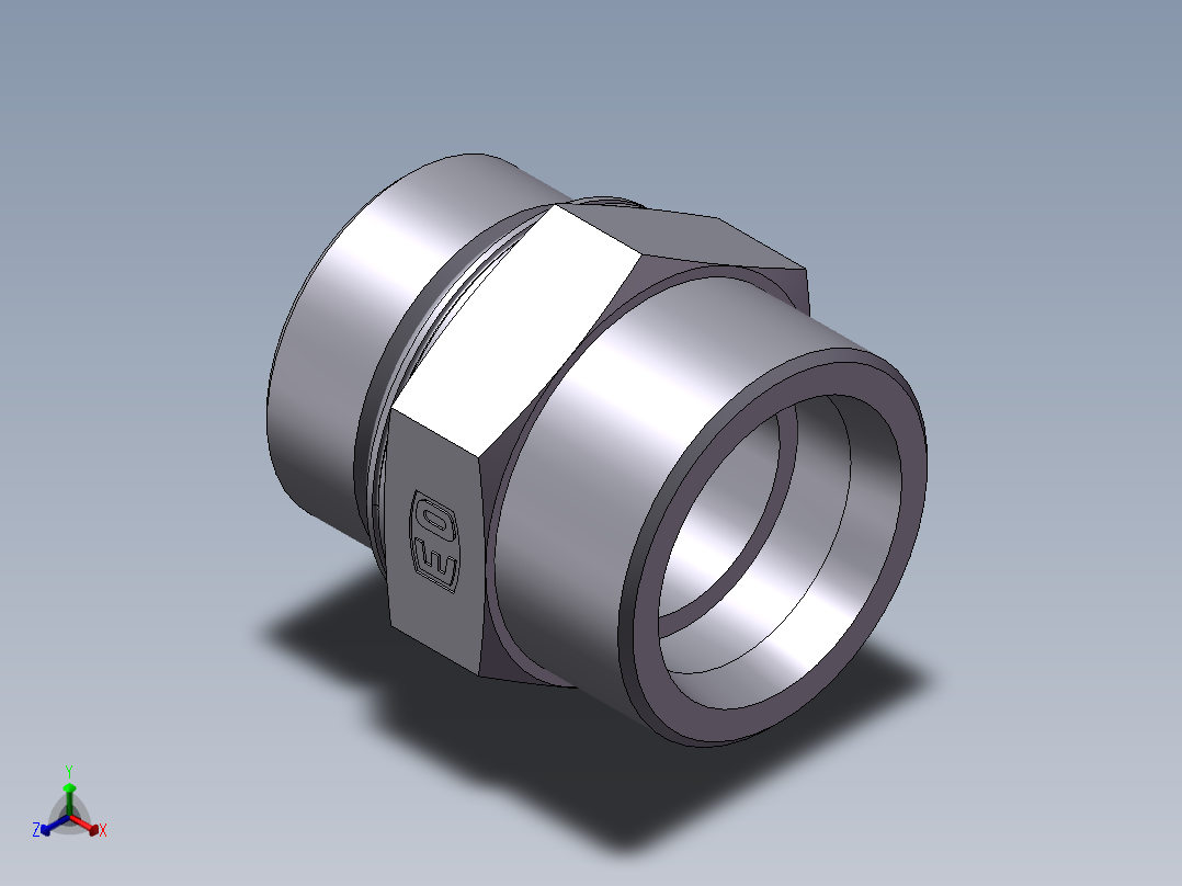 公制螺纹O圈密封、1DH-52-48正等轴测图