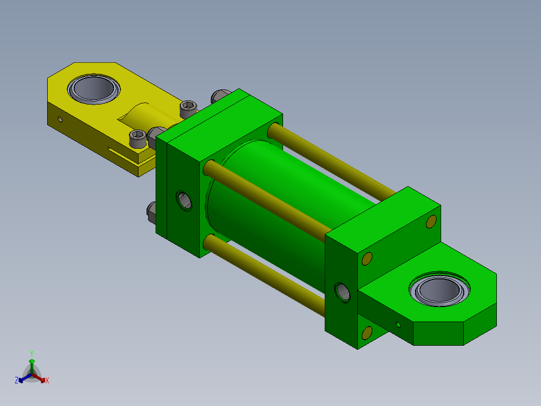 连接杆液压缸（DANIELI）（完成面积包tr）125x70x200毫米正等轴测图