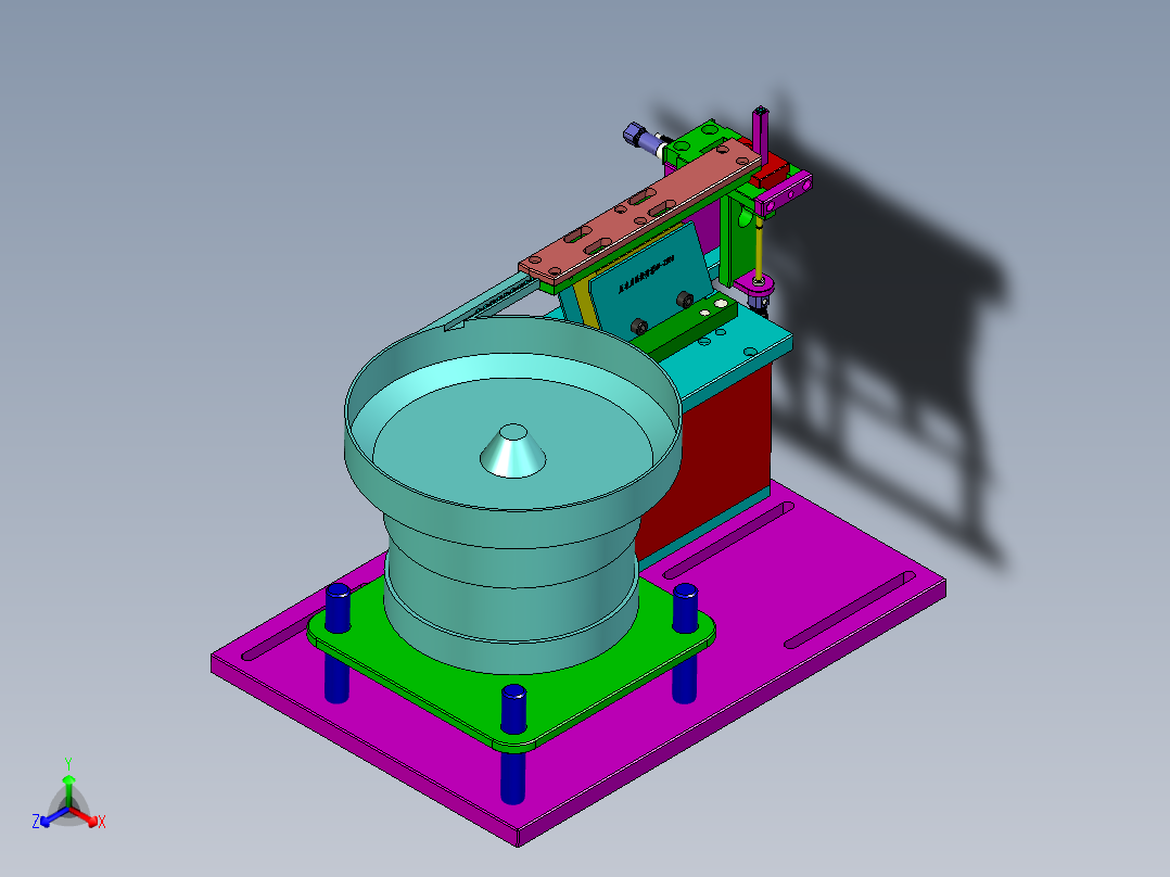 小型方形螺母振动盘正等轴测图