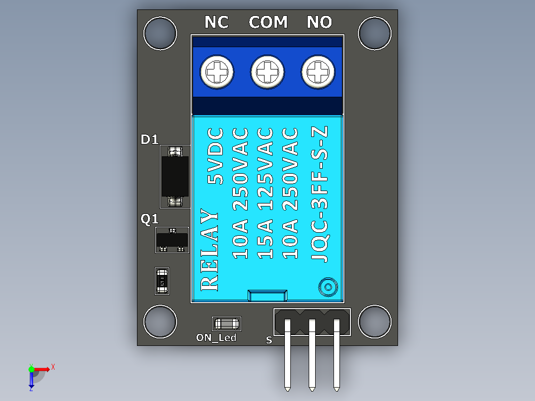 继电器模块 - 5v，通用俯视图