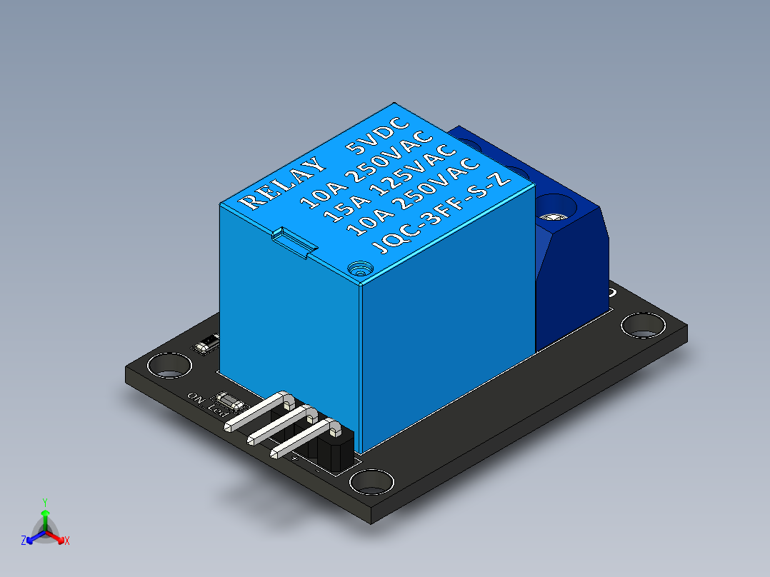 继电器模块 - 5v，通用正等轴测图
