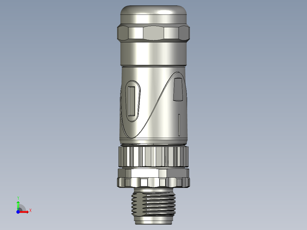 03-02-00-M12-D公端直现场可接线接头金属外壳前视图