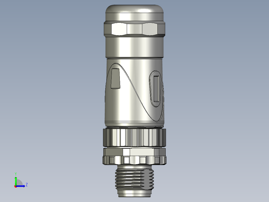 03-02-00-M12-D公端直现场可接线接头金属外壳左视图