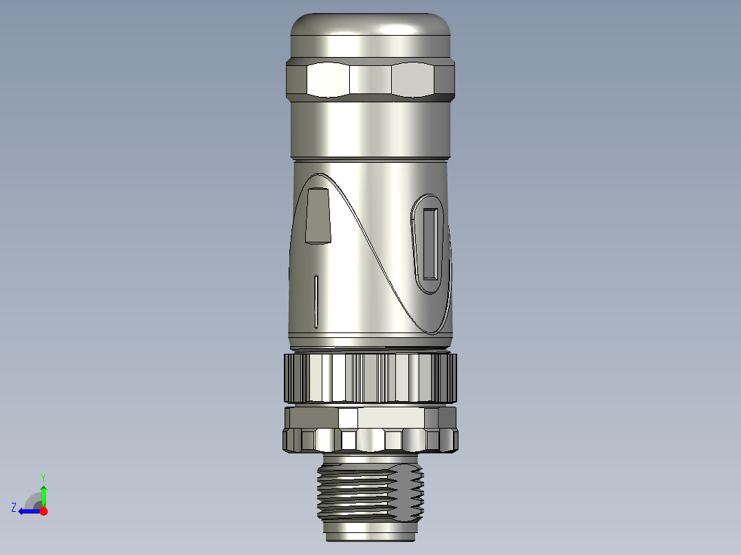 03-02-00-M12-D公端直现场可接线接头金属外壳右视图