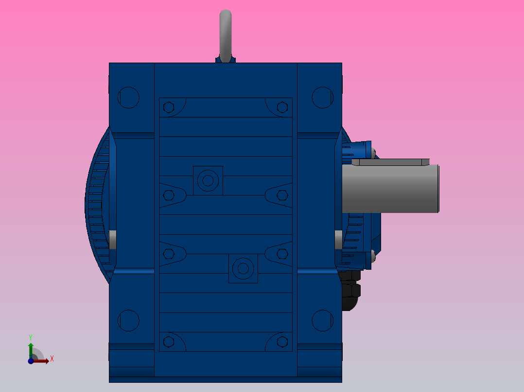 K37底脚轴伸式安装螺旋锥齿轮减速机K37-Y0.37-4P-12.14-M1-0°-A前视图