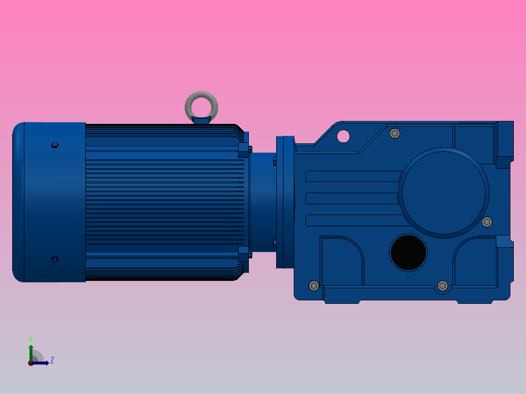 K37底脚轴伸式安装螺旋锥齿轮减速机K37-Y0.37-4P-12.14-M1-0°-A左视图