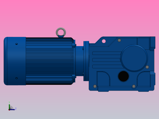 K37底脚轴伸式安装螺旋锥齿轮减速机K37-Y0.37-4P-12.14-M1-0°-A左视缩略图
