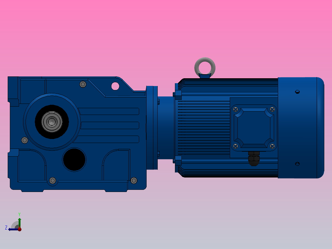 K37底脚轴伸式安装螺旋锥齿轮减速机K37-Y0.37-4P-12.14-M1-0°-A右视图
