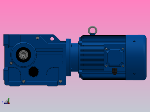 K37底脚轴伸式安装螺旋锥齿轮减速机K37-Y0.37-4P-12.14-M1-0°-A右视缩略图