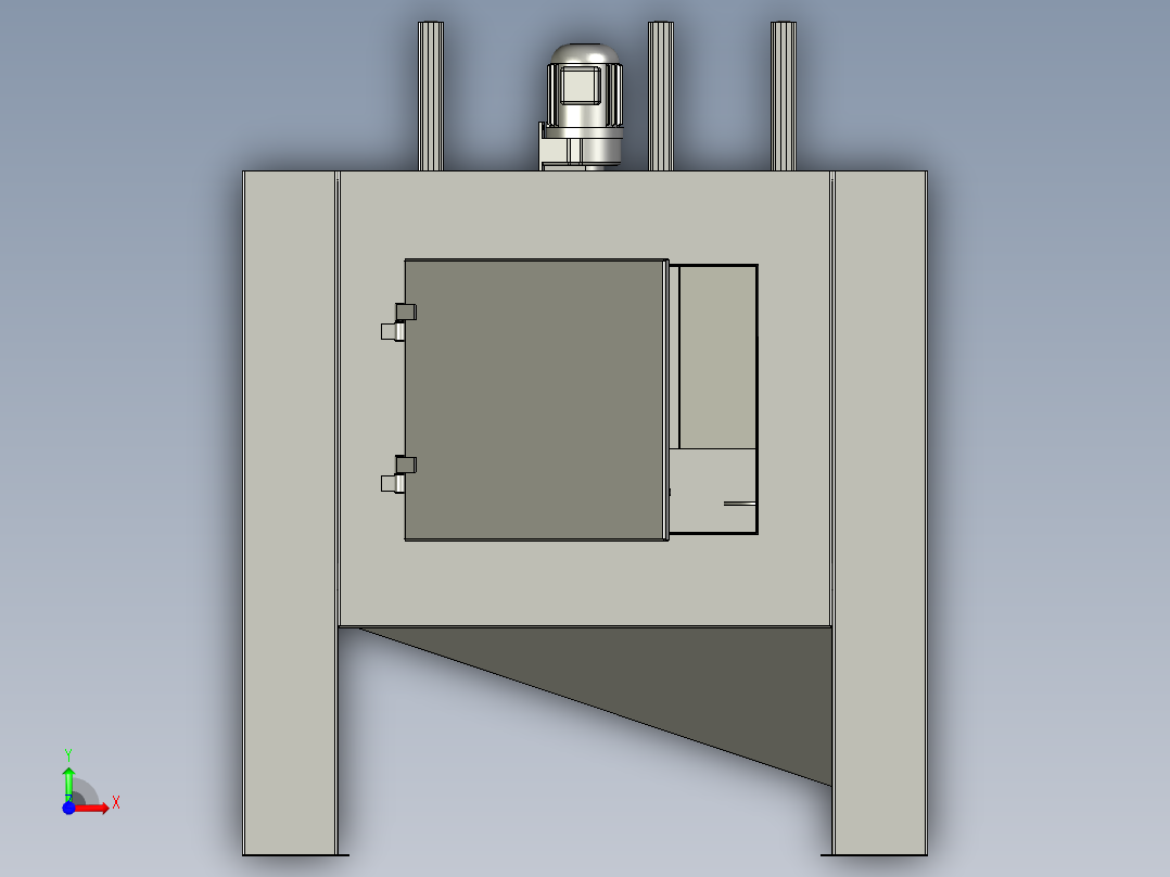 小圆盘喷砂机设备3D模型前视图