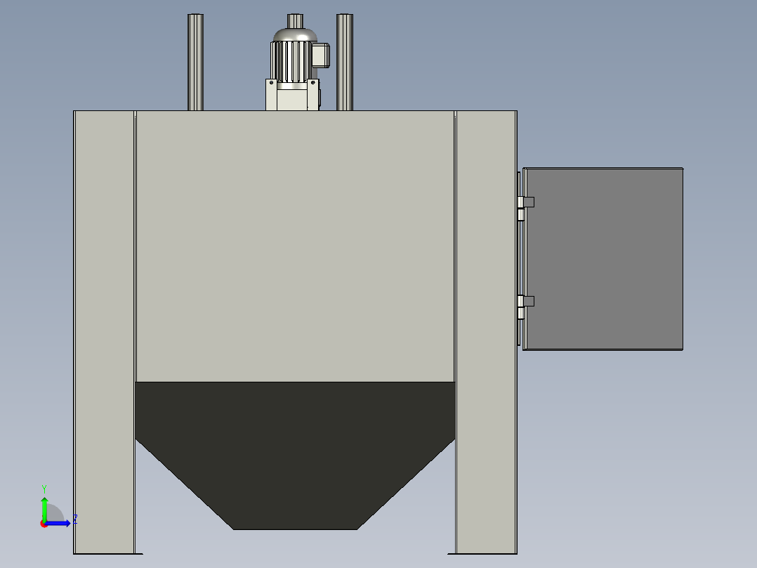 小圆盘喷砂机设备3D模型左视图