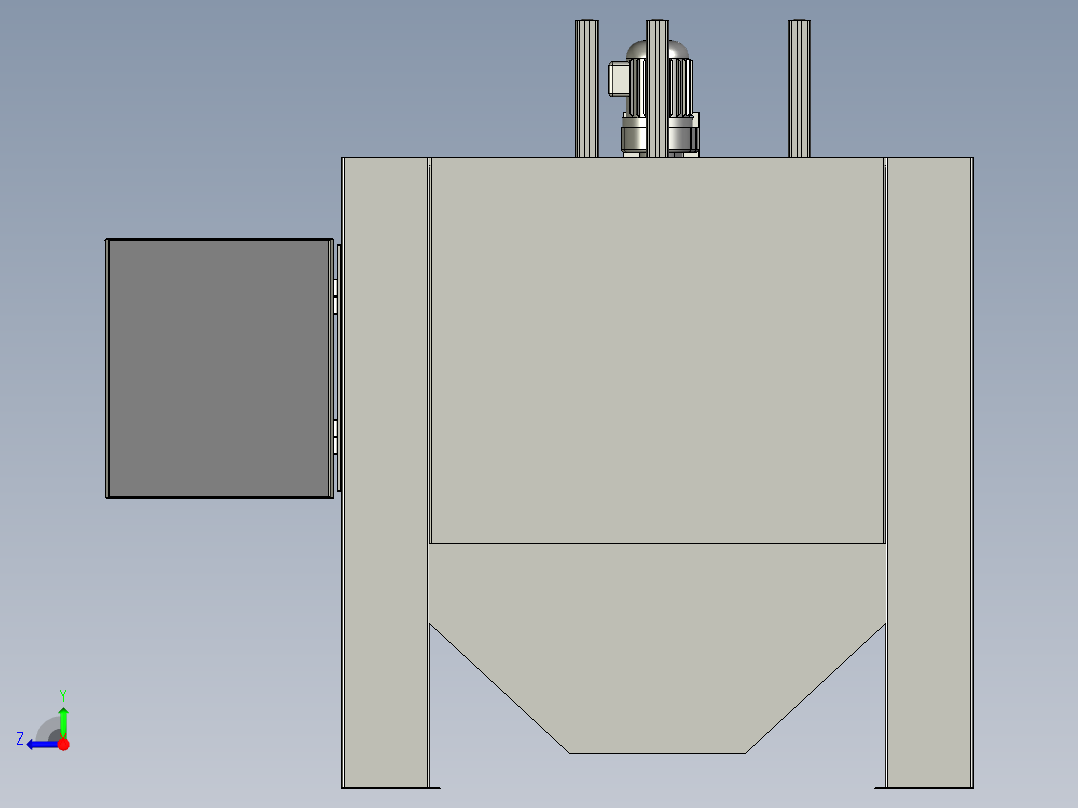 小圆盘喷砂机设备3D模型右视图