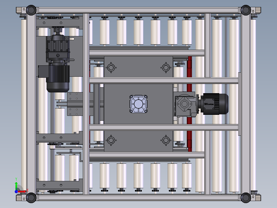 顶升旋转输送线90度旋转滚筒输送线前视图