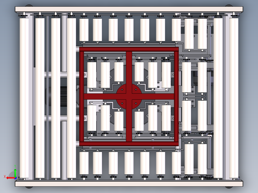 顶升旋转输送线90度旋转滚筒输送线后视图