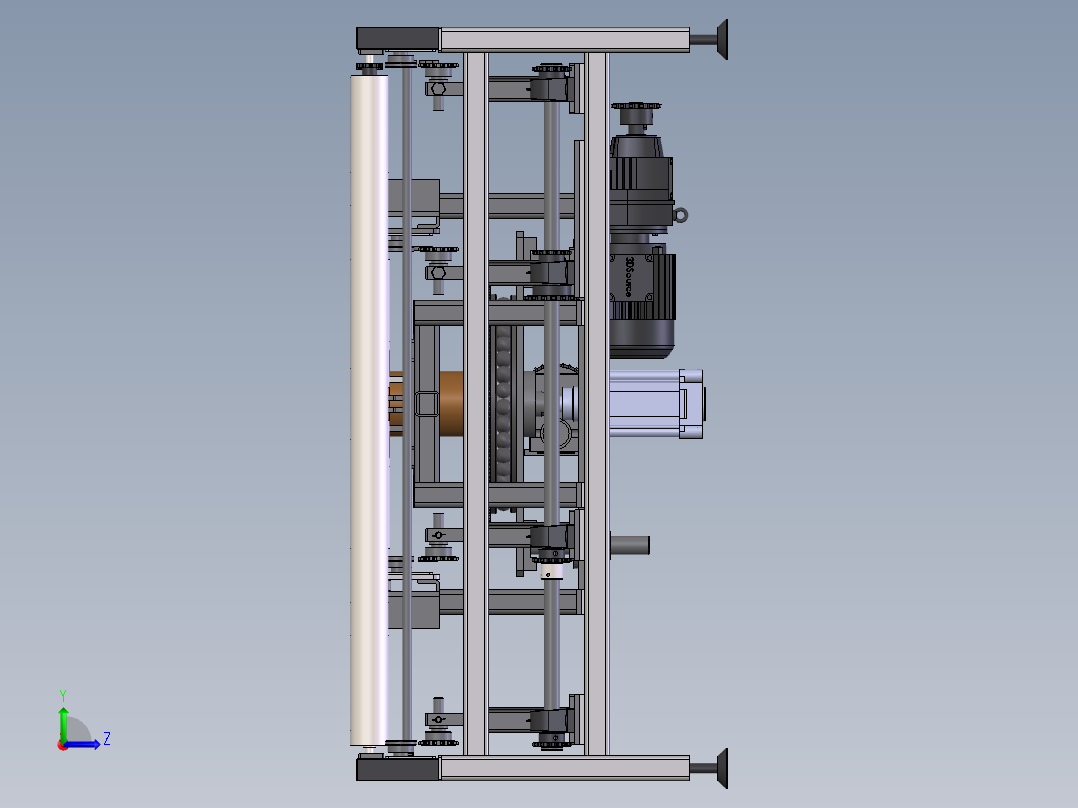顶升旋转输送线90度旋转滚筒输送线左视图