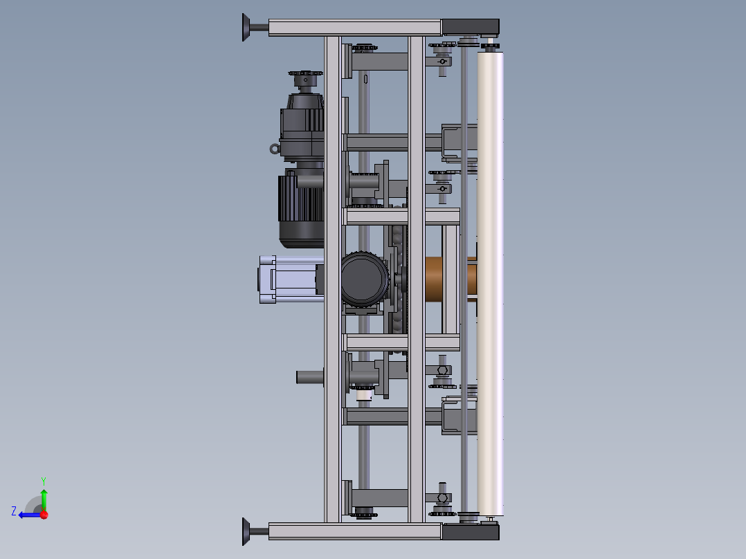 顶升旋转输送线90度旋转滚筒输送线右视图