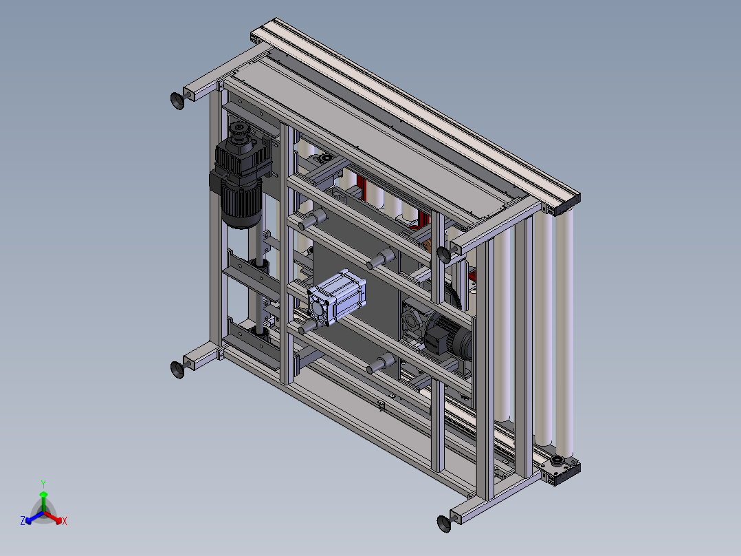 顶升旋转输送线90度旋转滚筒输送线正等轴测图