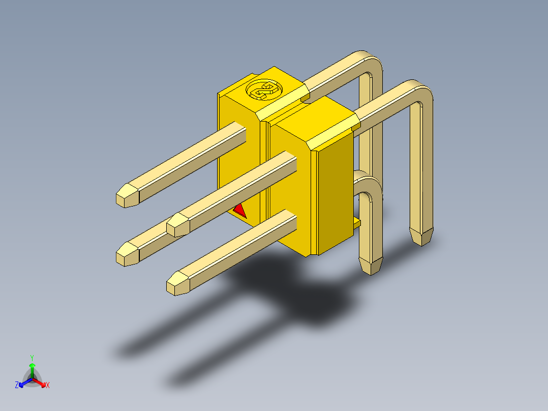 彩色公排针 100mil 2.54mm 系列-DS1022_yellow_2x02p_100mil_TypeD_rev1.0主视图