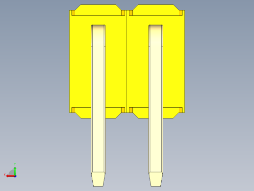 彩色公排针 100mil 2.54mm 系列-DS1022_yellow_2x02p_100mil_TypeD_rev1.0后视缩略图