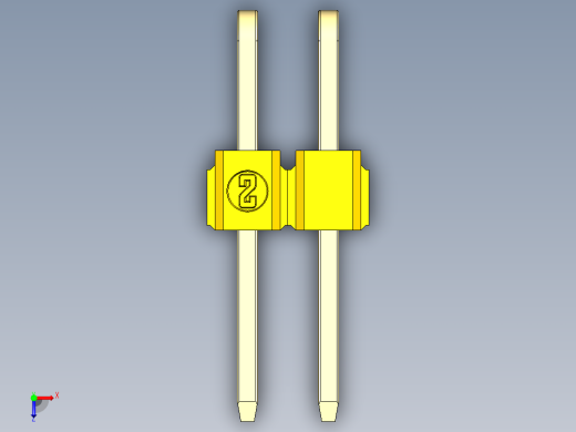 彩色公排针 100mil 2.54mm 系列-DS1022_yellow_2x02p_100mil_TypeD_rev1.0俯视缩略图