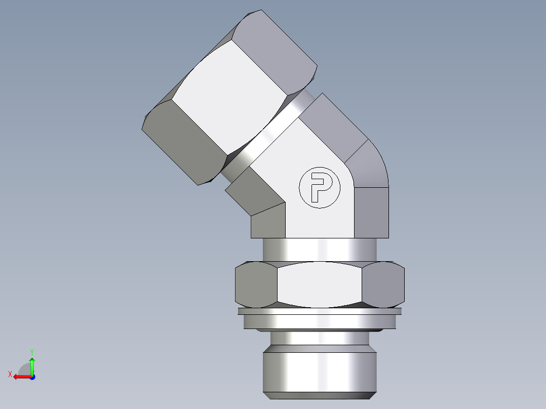 卡套式工业通用硬管接头EO_Adjustable_locknut_45_deg_elbow_VEE15ZLRCF后视图