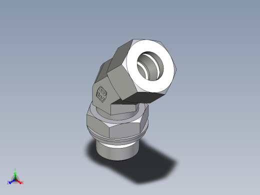 卡套式工业通用硬管接头EO_Adjustable_locknut_45_deg_elbow_VEE15ZLRCF正等轴测缩略图